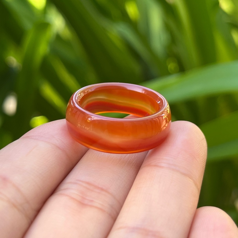 SIZE 9 wide natural banded carnelian ring 0138